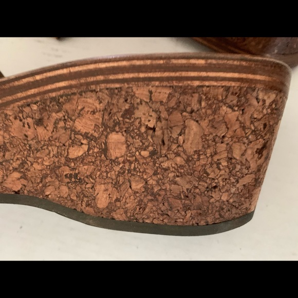 Natural tan color real leather sandals light wedges laser cut design Eu 40 US 10 - Picture 8 of 8